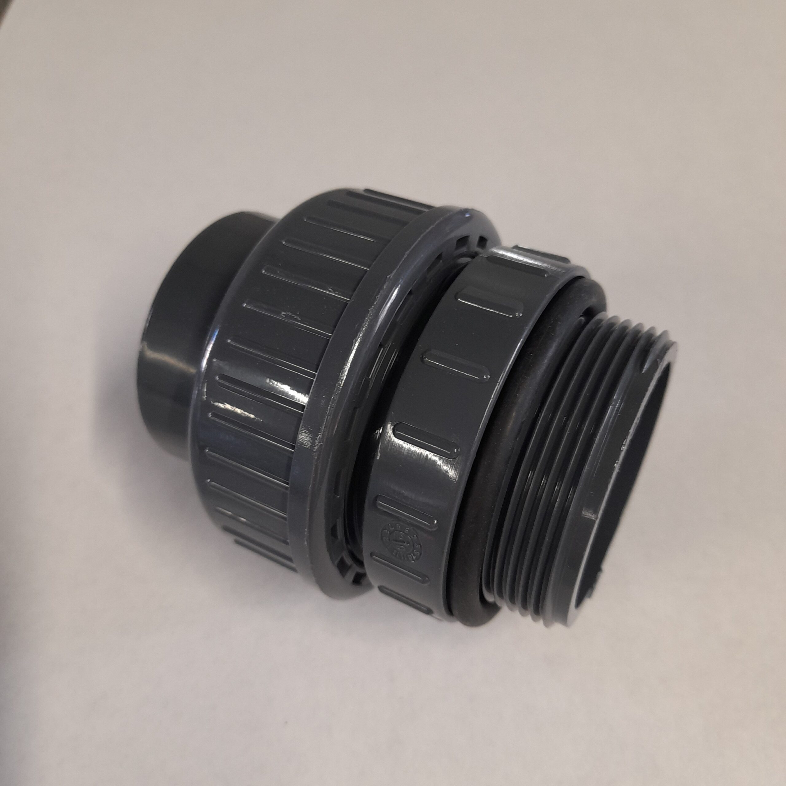 PVC Verschraubung m. O-Ring, 50 mm - 2" AG, Grau